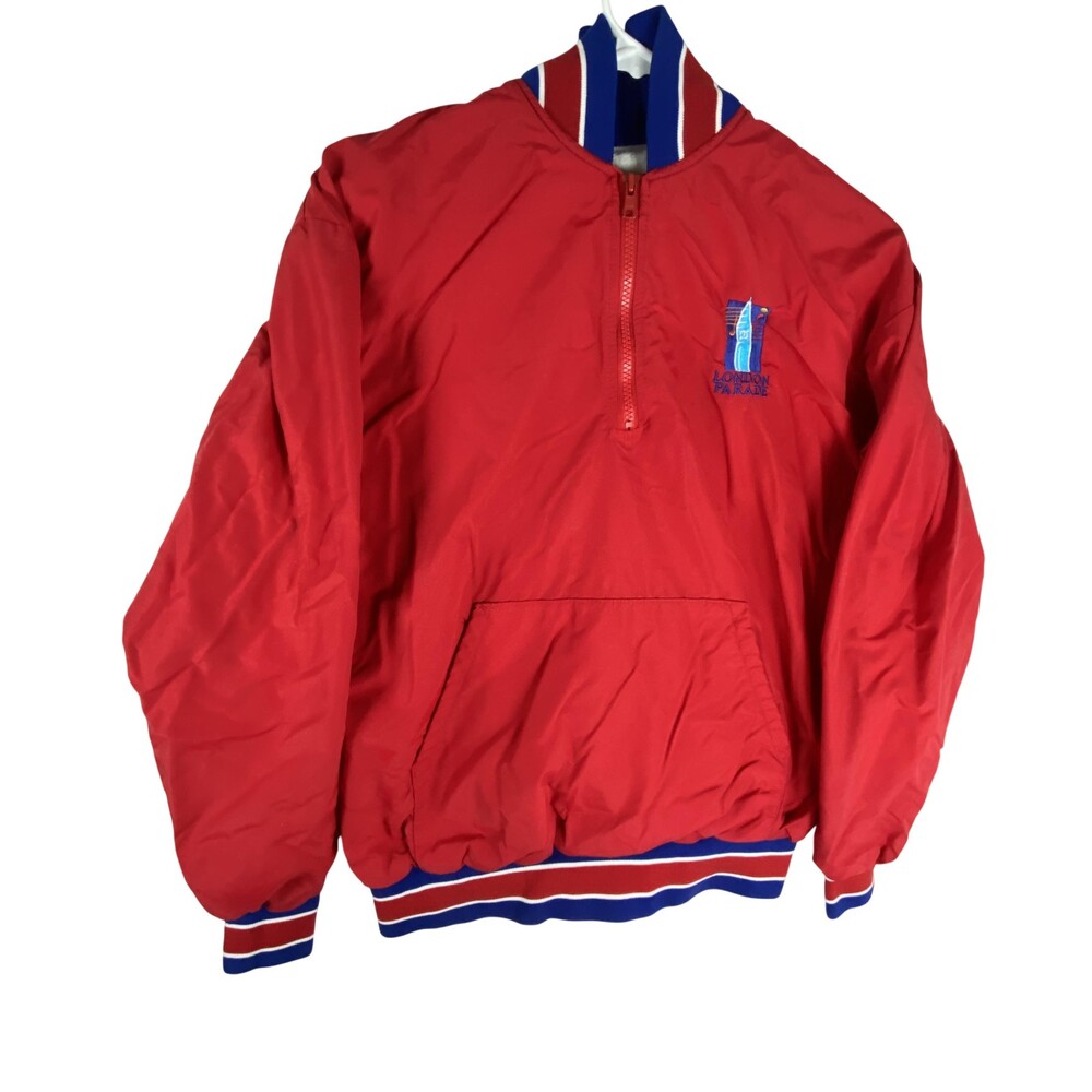 Varsity Windbreaker Jacket Mens Small Red UCA All Star London Parade 1/4 Zip
